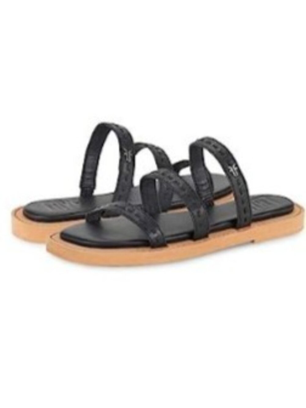 Frye Faye Strappy Slide Leather Sandal Black Size 8 New